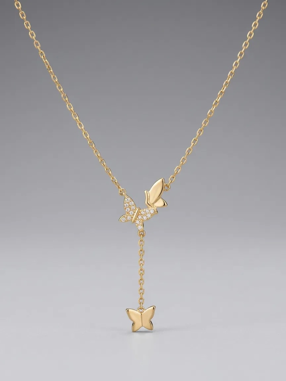 New Delicate Gold Butterfly Necklace Sterling Silver Plated